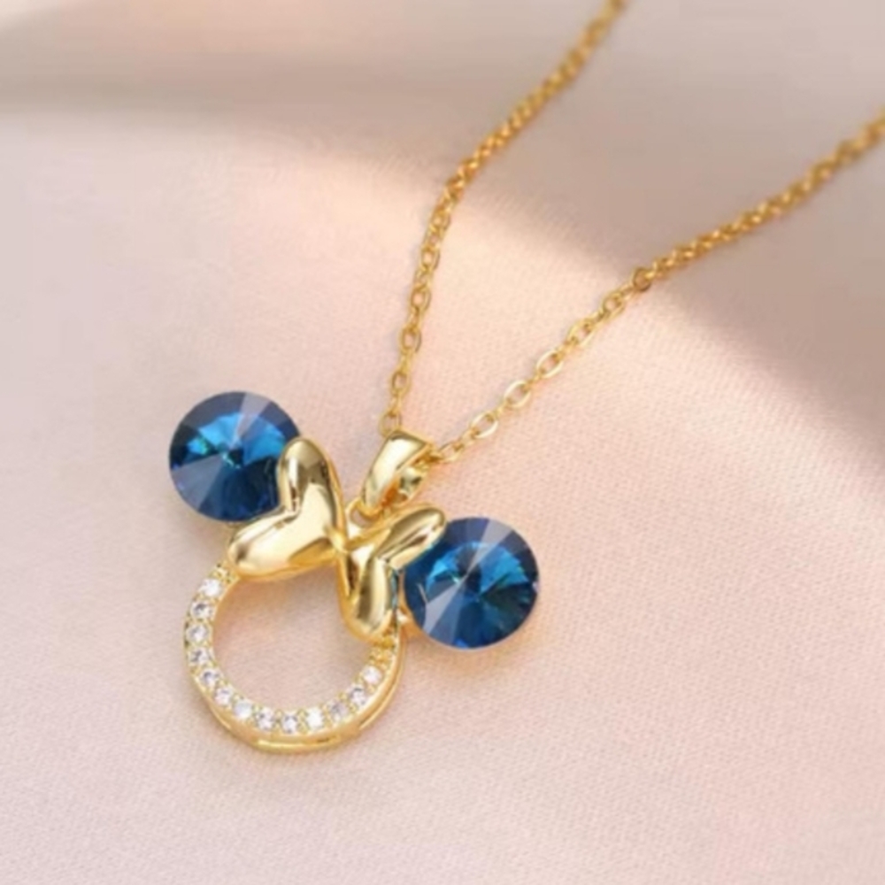 ♥️ Individually $10 Or Bundle 3/$26 Gold and Blue Minnie Mouse Inspired Necklace